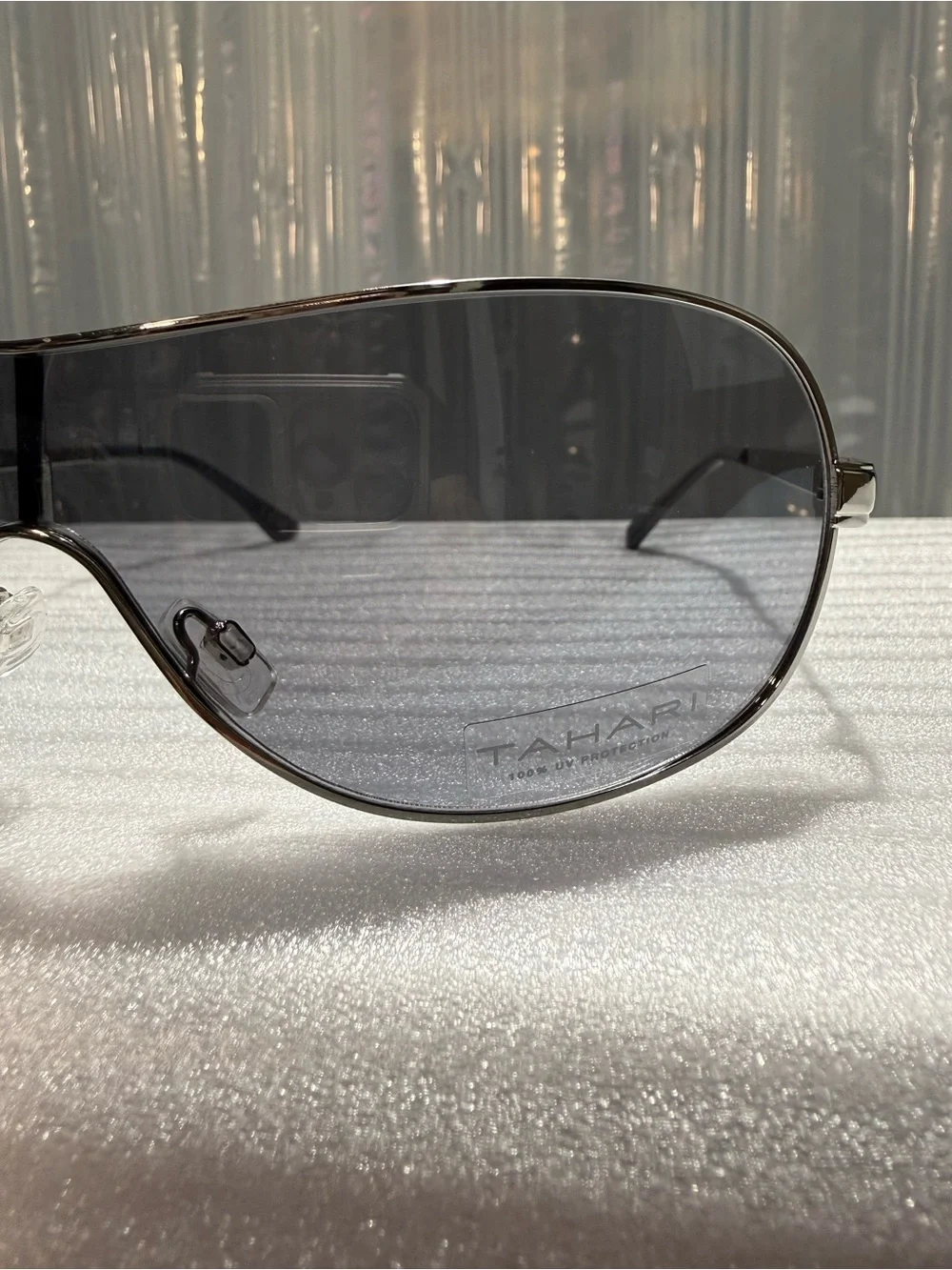 Tahari Sport Shield Sunglasses Silver Frame Gray Gradient Lens-Unisex-New